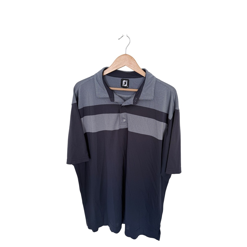 FootJoy ProDry Mens 2XL Golf Polo Shirt Navy Grey Colorblock Short Sleeve FJ